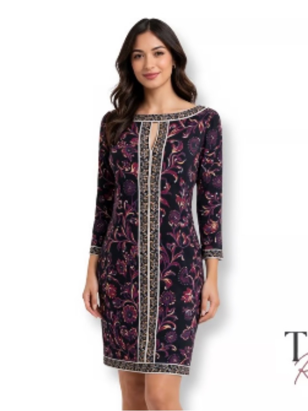 Maggy London x Stitch Fix Marnie Floral Knee Length Dress Paisley Black Size 8